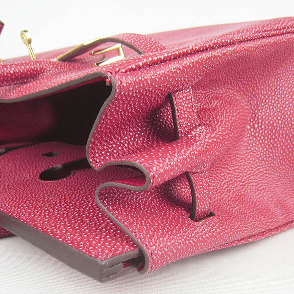 High Quality Fake Hermes Birkin 35CM Pearl Veins Leather Bag Red 6089